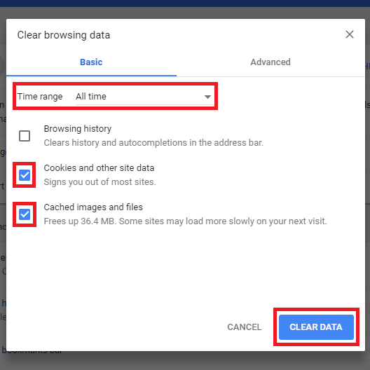 How to clear cookies in google